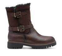 Infinity Leather Tamaris Winter Leather Buckle Zip Biker Ankle Boots In Brown