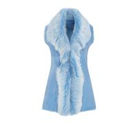 Infinity Leather Toscana Sheepskin Long Gilet-Sorocaba In Baby Blue