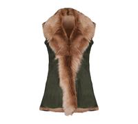 Infinity Leather Toscana Sheepskin Long Gilet-Sorocaba In Dark Olive Dark Olive 18