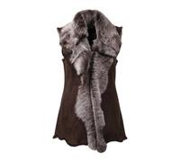 Infinity Leather Toscana Sheepskin Long Gilet-Sorocaba In Light Brown Light Brown 14