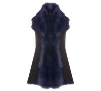 Infinity Leather Toscana Sheepskin Long Gilet-Sorocaba In Navy Navy 16