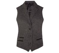 Womens Tweed Herringbone Waistcoat Grey Wool 1920s Formal Vintage Tailored Vest