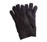 Infinity Leather Unisex Black Sheepskin Suede Gloves with Roll Up/Down Cuff