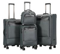 Infinity Leather Unisex Grey Expandable Travel Luggage Strong Soft Shell Suitcases - Size Small