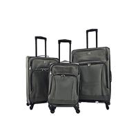 Infinity Leather Unisex Grey Lightweight 4 Wheel Luggage Travel Cases Soft Bags Suitcases - Size Medium