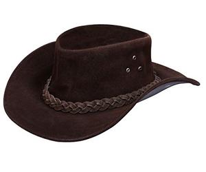Infinity Leather Unisex Leather Bush Safari Aussie Cowboy Hat Style Classic Western Suede Outback Hat, brown, XXL