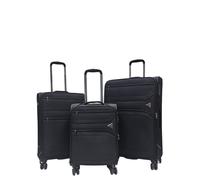 Infinity Leather Unisex Lightweight Black 8 Wheel Travel Luggage Suitcases Nylon - Size Medium