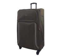 Infinity Leather Unisex Soft 8 Wheel Luggage Light Travel Suitcases - Khaki - Size X-Large