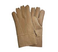 Infinity Leather Unisex Tan Sheepskin Leather Gloves with Roll Up/Down Cuff