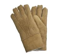 Infinity Leather Unisex Tan Sheepskin Suede Gloves with Roll Up/Down Cuff