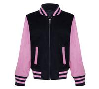 Infinity Leather Varsity Bomber Real Leather Sleeves Jacket 3-13 yrs in Black | Size: 12-13 Years Infinity Leather Black 12-13 Years