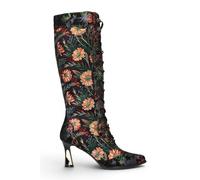 Infinity Leather Victorian Floral Leather Knee-High Heeled Boots - Laura Vita Oanelo In Black Black