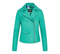 Infinity Leather Vintage Classic Brando Biker Leather Jacket - Broome In Aqua Aqua