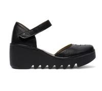 Infinity Leather Wedges Biso305Fly Sandals Espadrille Stap Heels In Black Black