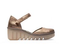 Infinity Leather Wedges Biso305Fly Sandals Espadrille Stap Heels In Gold Gold 4