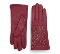 Infinity Leather Women’s Leather Studded Wool Lining Fashion Gloves - Red - Small