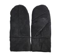 TruClothing Women’s Genuine Sheepskin Mittens Premium Suede Leather Winter Gloves Shearling Wool Lining - Black L