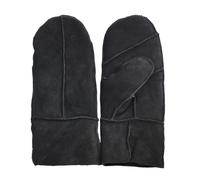 TruClothing Women’s Genuine Sheepskin Mittens Premium Suede Leather Winter Gloves Shearling Wool Lining - Black XL