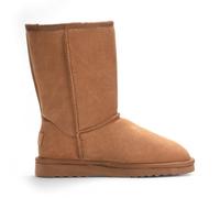 Infinity Leather Women’s Sheepskin Chestnut Suede Mid Calf Boots - Dusk | Slip-On Fur Lined Winter Booties | Warm Outdoor Non-Slip Sole | Cozy Cold Weather Footwear