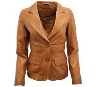 Infinity Leather Women's 2 Button Leather Blazer Jacket-Newport in Tan | Size: 10 Infinity Leather Tan 10