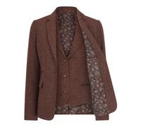 Infinity Leather Women's 2 Piece Set Herringbone Wool Tweed Check Blazer Waistcoat in Brown | Size: 16 Infinity Leather Brown 16