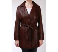 Infinity Leather Women's 3/4 Length Tie Belt Trench Coat-Oldbury in Brown | Size: 18 Infinity Leather Brown 18