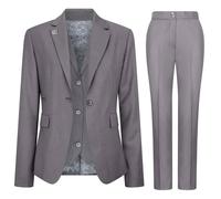 Infinity Leather Women's 3 Piece Tailored Fit Plain Formal Office Suit in Grey | Size: 20