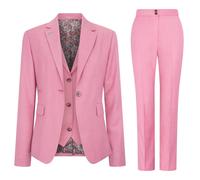 Infinity Leather Women's 3 Piece Tailored Fit Plain Pink Formal Office Suit | Size: 14