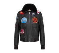 Infinity Leather Women's A2 Top Gun Leather Bomber Jacket-Sunbury in Black | Size: 18