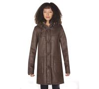 Infinity Leather Womens Brown Hooded Sheepskin Duffle Coat-Charlotte - Size 10 UK