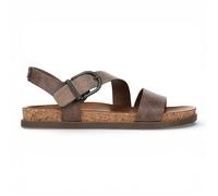 Infinity Leather Women's Brown Silver Lance Footbed Flat Sandals Strappy Buckle Wedges