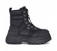 Infinity Leather Women's Buffalo Chunky Platform Front Zip High Ankle Combat Boots - Fusion in Black | Size: 4 Infinity Leather Black 4