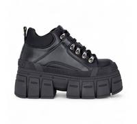 Infinity Leather Women's Buffalo Chunky Platform Gothic Ankle Boots - Gospher Hike-Lo in Black | Size: 6.5 Infinity Leather Black 6.5