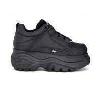 Infinity Leather Women's Buffalo Leather Chunky Platform Fashion Trainers - 1339-14-2.0 in Black | Size: 4