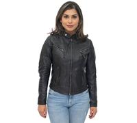 Infinity Leather Women's Casual Slim-Fit Leather Biker Jacket-Tulsa in Black | Size: 12