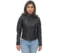 Infinity Leather Women's Casual Slim-Fit Leather Biker Jacket-Tulsa in Black | Size: 12 Infinity Leather Black 12