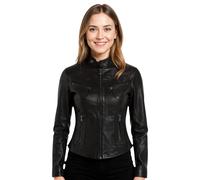 Infinity Women's Casual Black Leather Biker Jacket 16