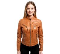 Infinity Women's Casual Tan Leather Biker Jacket 12