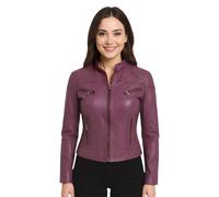 Infinity Leather Women's Casual Slim-Fit Leather Biker Jacket-Tulsa in Purple | Size: 24 Infinity Leather Purple 24