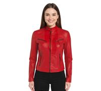 Infinity Leather Women's Casual Slim-Fit Leather Biker Jacket-Tulsa in Red | Size: 20