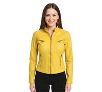 Infinity Leather Women's Casual Slim-Fit Leather Biker Jacket-Tulsa in Yellow | Size: 24 Infinity Leather Yellow 24