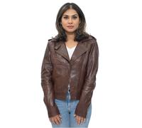 Ladies Women's BRANDO Brown Fashion Biker Style Soft Leather Rock Jacket