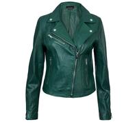 Infinity Leather Women's Classic Leather Brando Biker Jacket-Loughton in Green | Size: 16 Infinity Leather Green 16