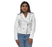 Infinity Leather Women's Cowhide Brando Leather Biker Jacket-Murcia in White | Size: 8 Infinity Leather White 8