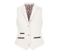 Infinity Leather Women's Cream Tailored Fit Wool Blend Tweed Waistcoat