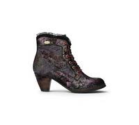 Infinity Leather Women's Floral Goth Victorian Leather Heeled Boots - Laura Vita Alcizeeo-190 in Violet | Size: 3