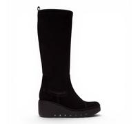 Fly Womens BUDI Black Suede Leather High Platfrom Wedge Heel Long Boots
