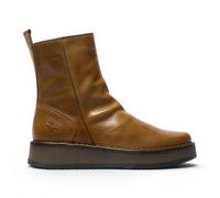 Infinity Leather Women's Fly London Leather Zip-up Platform Ankle Boots - RENO053FLY in Camel | Size: 9