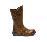 Fly London Womens Camel MES 2 Wedge Heel Buckle Mid-Calf Leather Zip Platform Boots - Camel - UK 4 | EU 37 | US 6