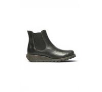 Fly Womens Black SALV Chelsea Leather Ankle Casual Wedge Heel Boots